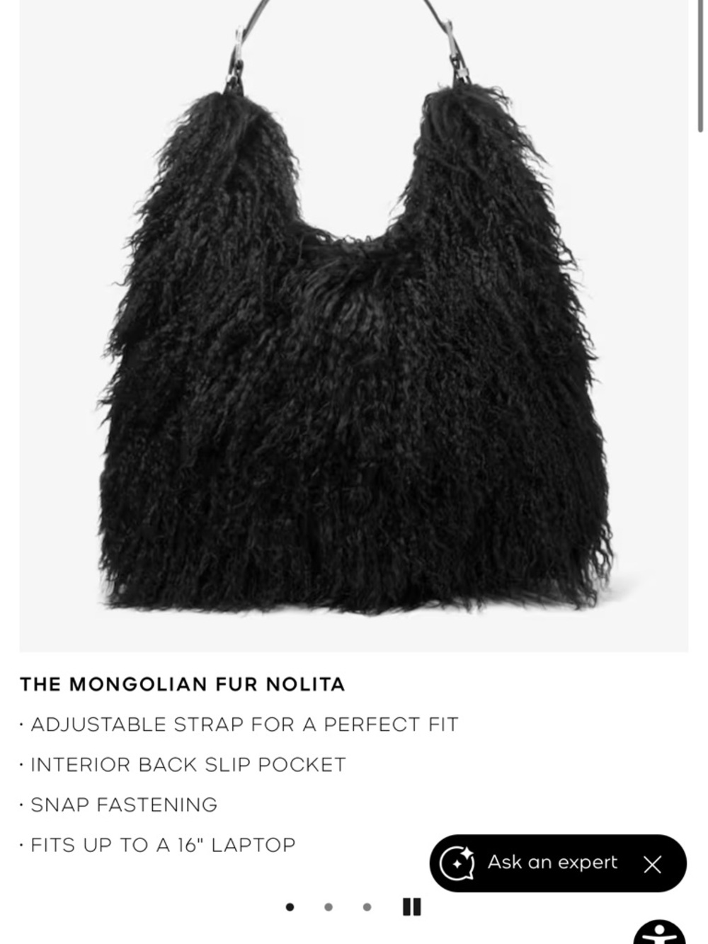 Michael Kors Mongolian Fur Nolita Hobo - Black